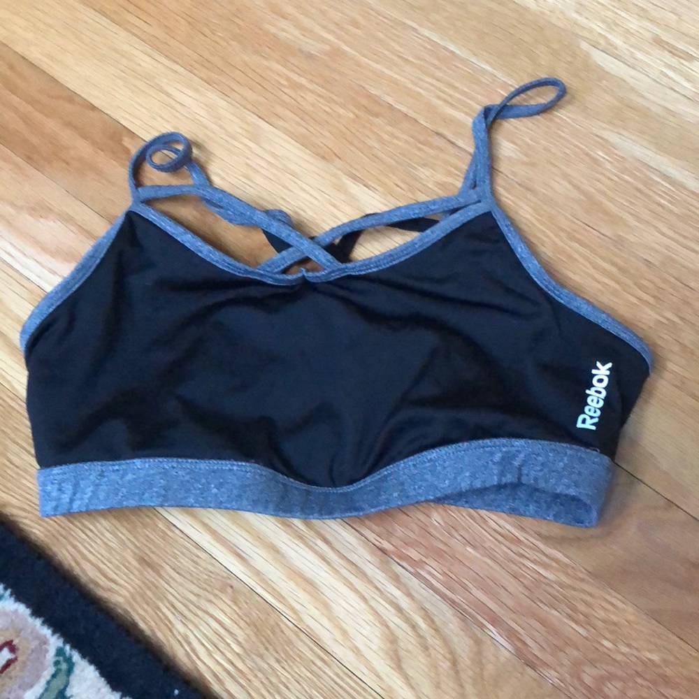 COPY - Reebok Crossfit Black and Gray Strappy bra M